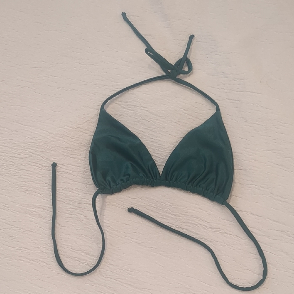 Chic Dark Green Halter Bikini Top